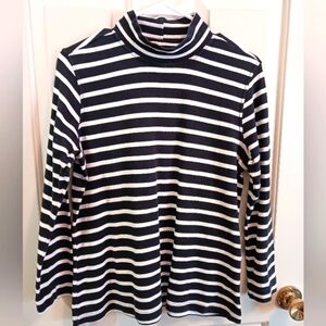 White Stag Black and Cream Vintage Mock Turtleneck Cotton Shirt Size Large